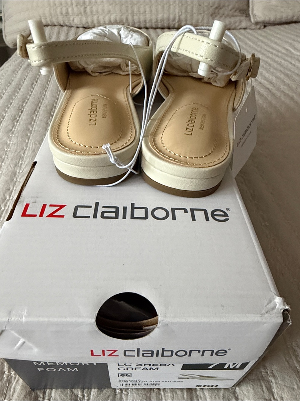 Liz Claiborne Cream Pointed Slingback Flats 7 ❤️ - Picture 3 of 5